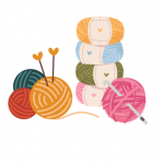 Wollknäuel, Wolle Häkelnadel Stricknadel Herz Handarbeiten
