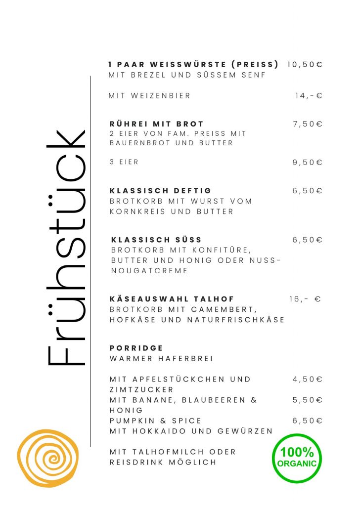 Frühstückskarte
