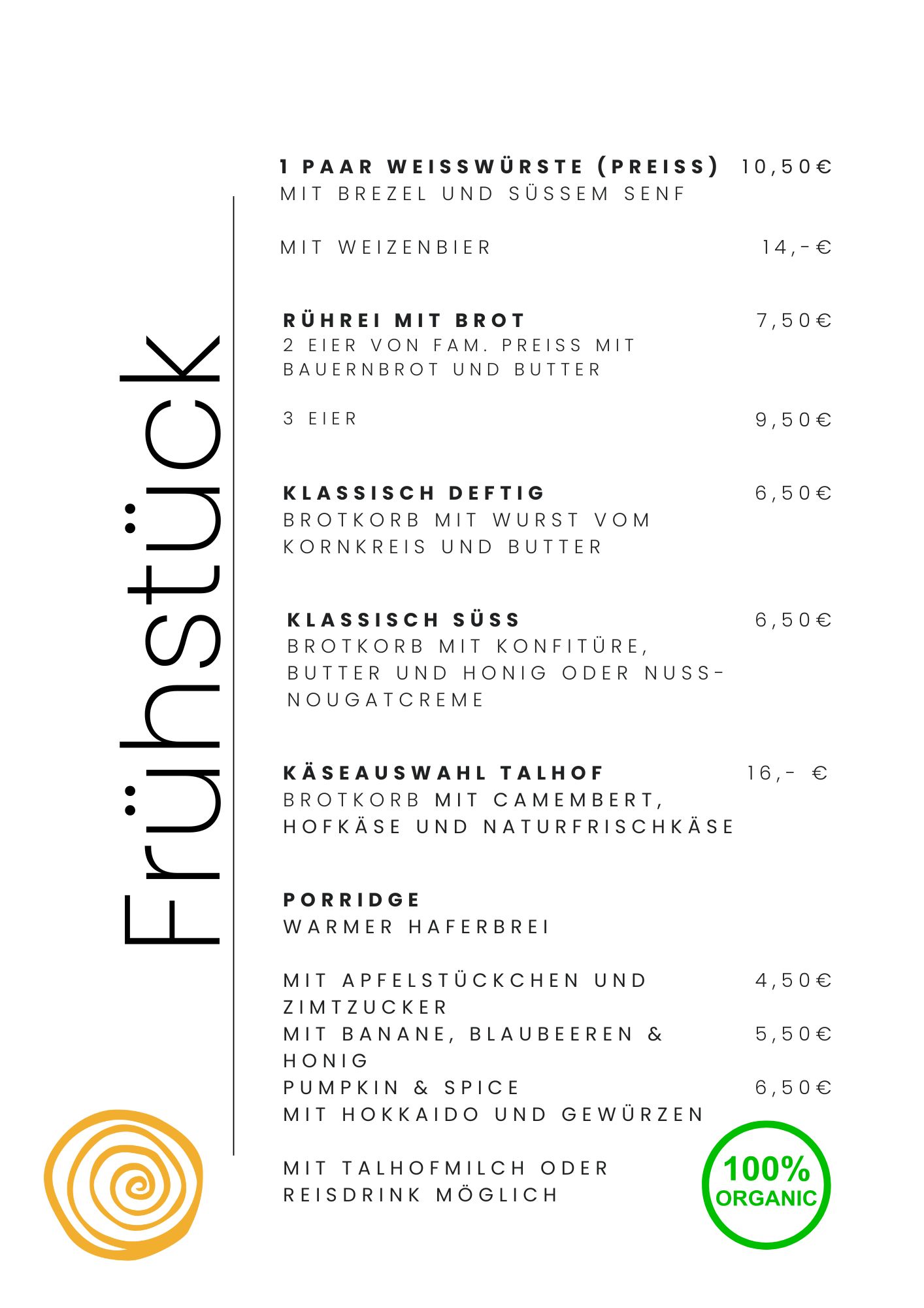 Frühstückskarte