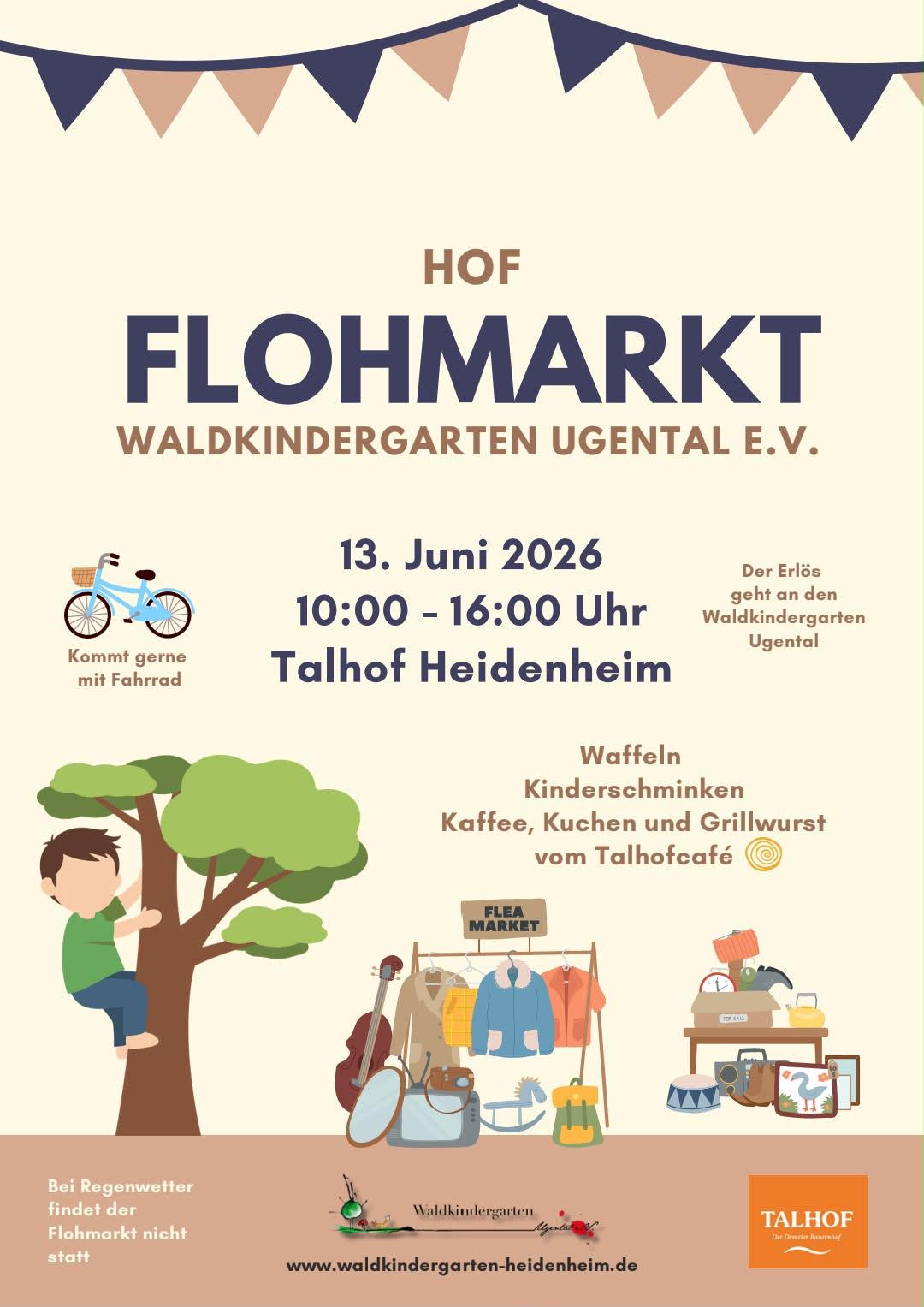 Hof Flohmarkt Waldkindergarten Ugenatl e.V. 13. Juni 2026 von 10-16 Uhr
