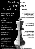Talhof Open Schachturnier 12. September 2026